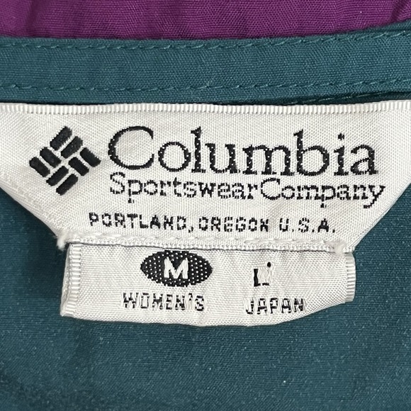 Vintage Columbia Sportswear Anorak Pullover Jacket Medium Teal Purple Hooded 90s - Picture 8 of 14